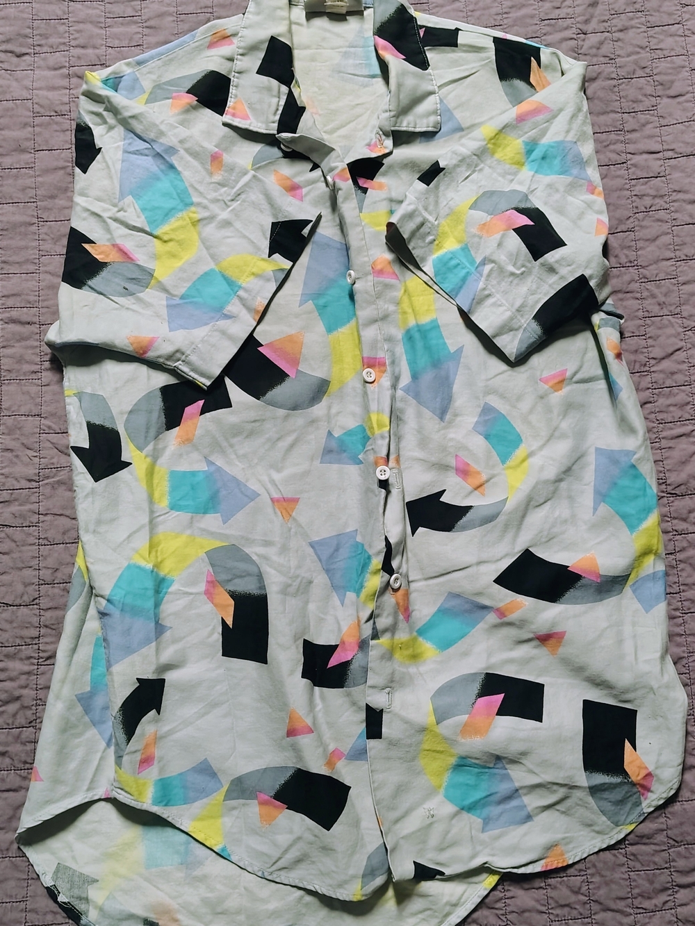 Vintage Momentum Abstract Geometric 90s Button Down Shirt Mens M Made in USA